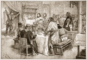 Le messager apportant à Harold la nouvelle du débarquement de Guillaume, illustration de 