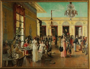 Café Frascati (Paris, France), une scène au temps de Napoléon (fin 18ème-1815) - Francois Flameng