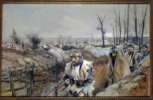 Première Guerre mondiale : Vue de Souchez (Artois), une tranchée le 18/12/1915