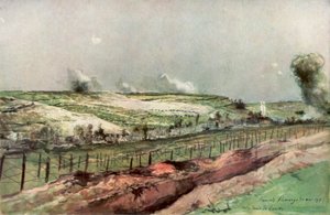 Notre Dame de Lorette et Saint Nazaire, Ablain, pendant le bombardement, Artois, France, 1915, 1926 - Francois Flameng