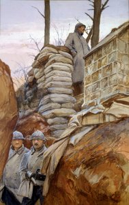 Le poste de guet du Mont Renault (avril 1918). Peinture de François Flameng (1856-1923) - Francois Flameng