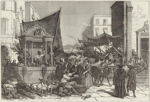 Une rue à Naples (gravure) - Francois Fortune Antoine (after) Ferogio