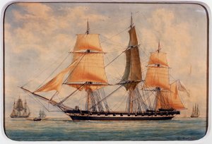 La corvette La Favorita, aquarelle de François Roux (1811-1882), France - Francois Geoffroy Roux