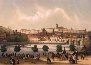 Vue du Petit Quartier et du château de Prague Hradcany, vers 1845 - Francois Joseph Sandmann