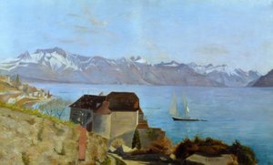 Le château de Glérolles et le lac Léman - Francois Louis David Bocion