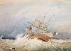 Frégate française par temps orageux - Francois Louis Thomas Francia