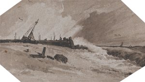 Jetée dans une tempête - Francois Louis Thomas Francia