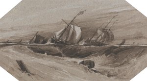 Navires chavirant dans une mer orageuse - Francois Louis Thomas Francia