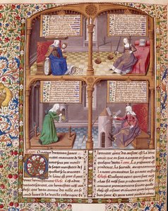 Les quatre vertus cardinales : Prudence, Force, Continence et Justice. Page tirée d