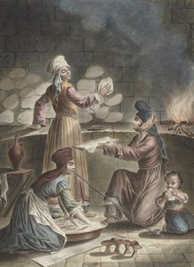 Femmes turques cuisant du pain, 1790 - Francois Marie Rosset