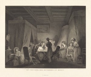 Le coucher des ouvrières en modes - Francois Nicolas Barthelemy Dequevauviller after Nicolas Lavreince