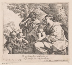 Sainte Famille avec putti et raisins - Francois Perrier
