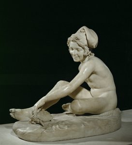 Garçon-pêcheur napolitain jouant avec une tortue (sculpture)