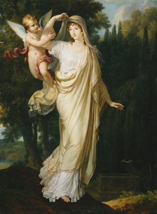 Portrait Posthume de la Marquise Fanny Grimaldi, née Baronne von Burkenwald, Princesse de Santa Cruce, Marquise de Monaco et de Gênes sur le Point de Rejoindre son Premier Mari, le Marquis Giovanni Battista Grimaldi à sa Tombe, 1804