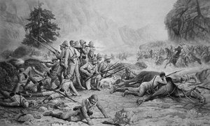 Les Derniers Onze à Maiwand (lithographie) - Frank (after) Feller