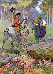 Illustration pour Les Enfants dans les bois (lithographie en couleur) - Frank Adams