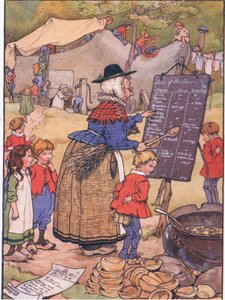 La vieille femme qui vivait dans une chaussure (lithographie en couleur) - Frank Adams