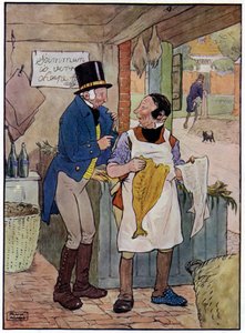Trois joyeux pêcheurs (lithographie en couleur) - Frank Adams