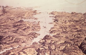 Vue panoramique des côtés nord et sud du port de Sébastopol, conçu et lithographié par Thomas Packer, publié par Stannard et Dixon, 1855