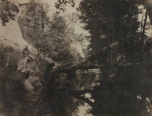 Paysage avec figure assise sur la rive du ruisseau, vers 1856 - Frank Chauvassaignes