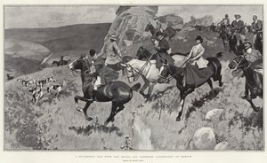 Une journée réussie avec les chasseurs de cerfs du Devon et du Somerset à Exmoor (lithographie) - Frank Craig