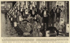 Le prince Henri de Prusse à Canton, regardant les feux d