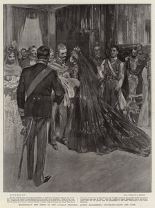 Enregistrement de la naissance de la princesse italienne, la reine Margherita félicitant le roi - Frank Craig