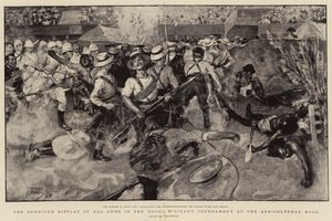 La démonstration combinée de toutes les armes au tournoi militaire royal au Agricultural Hall
