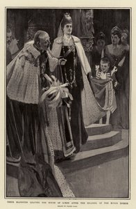 Leurs Majestés quittant la Chambre des Lords après la lecture du discours du roi - Frank Craig