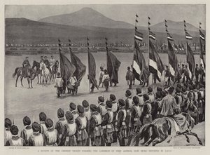 Revue des troupes chinoises formant la garnison de Port Arthur, actuellement investie par le Japon