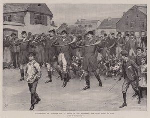Célébration de la Saint-Hubert à Bievre dans les Ardennes, la chasse allant à la messe - Frank Dadd