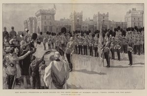Sa Majesté présentant une couleur d