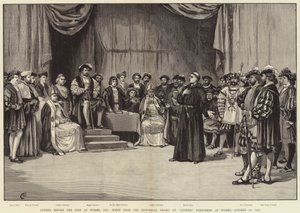 Luther devant la Diète de Worms, 1521, scène du drame historique de Luther, joué à Worms, 30 octobre 1883