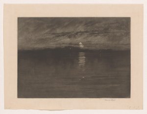 Paysage nocturne avec un lac