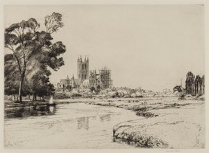 Canterbury depuis les prés, 1930 - Frank Short