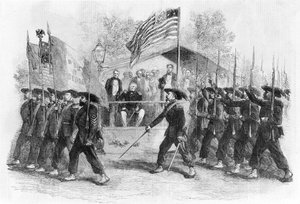 Défilé de la "Garde Garibaldi" devant le président Lincoln, 1861-1865 (c1880) - Frank Vizetelly