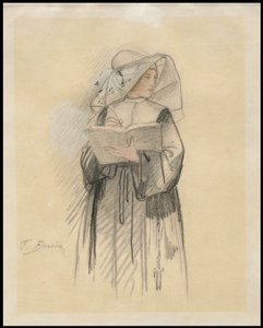 Une nonne tenant un livre et une plume, 1827-87 - François Bonvin