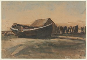 Bateau sur une plage, Le Tréport, 1854 - François Bonvin