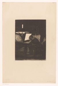 Graveur à la lumière de la lampe