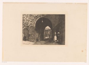 Gezicht op de Porte de St. Malo te Dinan - François Bonvin