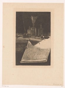 Nature morte avec instruments de gravure (Six Eaux-fortes, dessinées et gravées par F. Bonvin, Peintre)