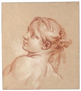 Une fille, buste, la tête inclinée vers la gauche - François Boucher