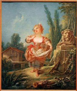 La fille avec la cage à oiseaux - François Boucher
