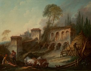 Paysage imaginaire avec la colline Palatine depuis Campo Vaccino, 1734 - François Boucher