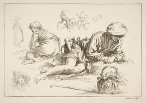 Feuille de croquis, vers 1735 - François Boucher