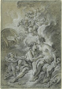 Vénus appuyée sur son cher Adonis... - François Boucher
