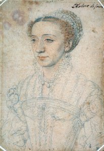 Portrait de Marguerite de France, fille de François Ier, duchesse de Savoie (1523 - 1574). Dessin à la pierre noire et sanguine par François Clouet (1515-1572)