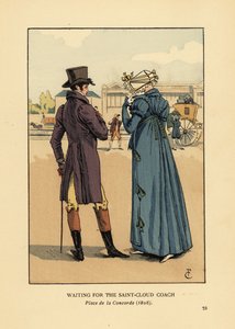 Couple attendant la diligence de Saint-Cloud, Place de la Concorde - François Courboin