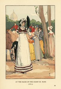 Femme à la mode aux courses de chevaux sur le Champ de Mars - François Courboin