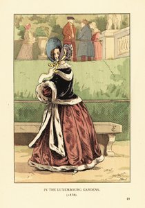 Femme à la mode dans les jardins du Luxembourg - François Courboin